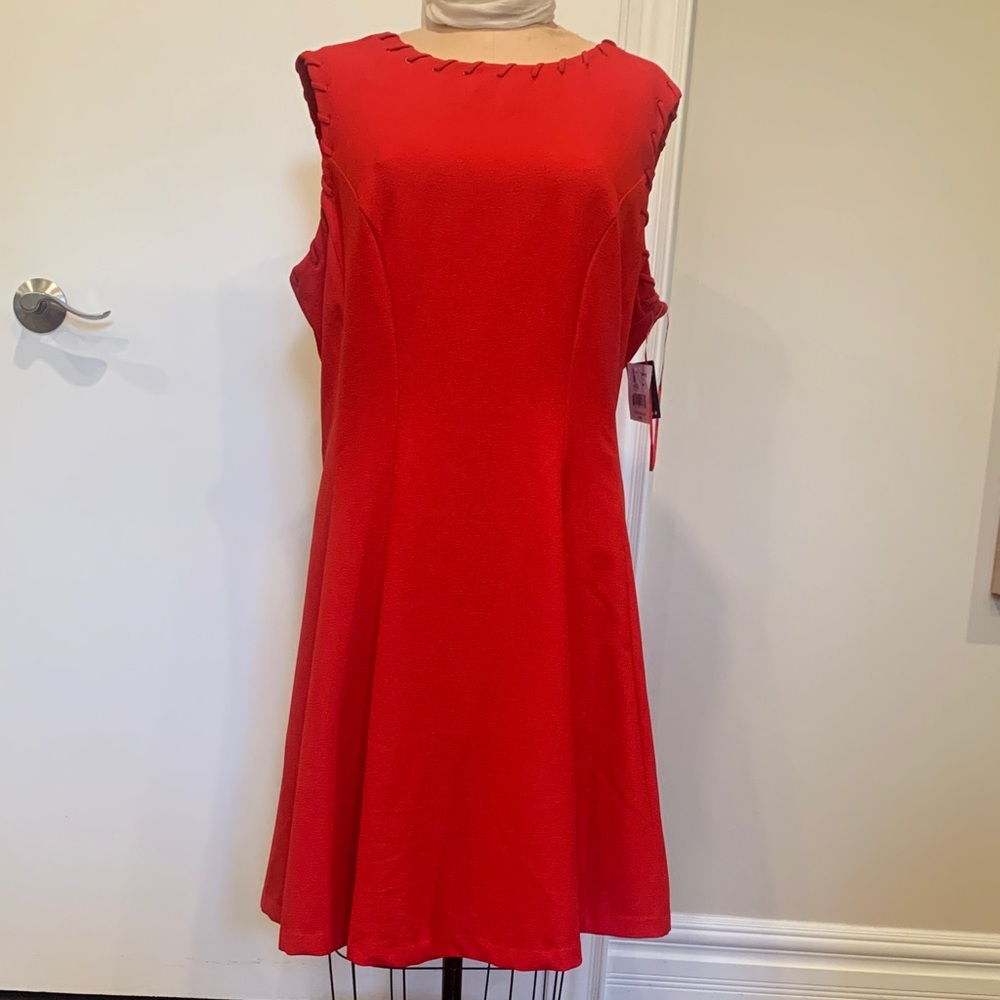 Gabby Skye Scarlet Sleeveless knee length Dress with eyelet detail